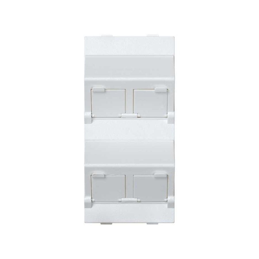 IT/telefonų jungtys, CIMA, skirti MD adapteriams, keturgubos kampinės su dangteliais, 108×52 mm, gryna balta (Pure white)
