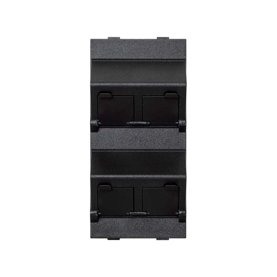 IT/telephone plague, CIMA, For MD adapters, quadruple Angled With covers, 108×52mm, grey graphite