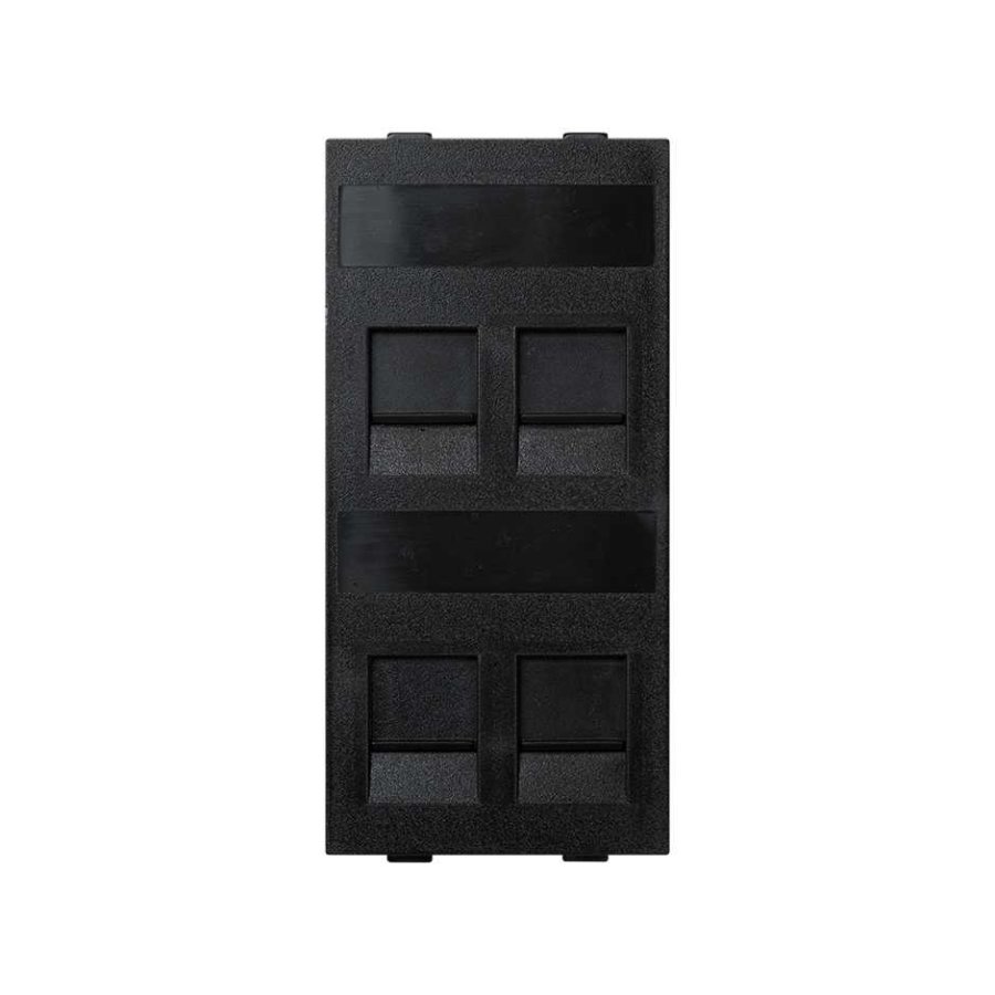 IT/telefonų plokštelės, CIMA, Keystone, keturgubos plokščiosios „Universal“ su dangteliais, 108×52 mm, pilkas grafitas