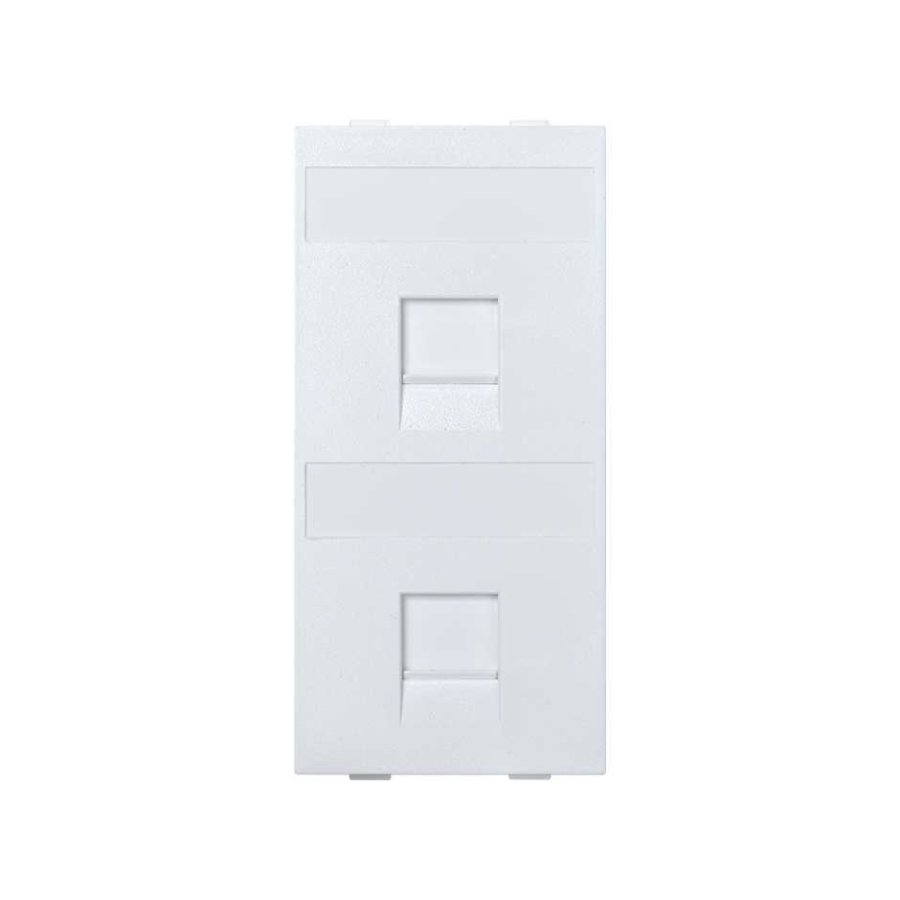 IT/telefonų jungtys, CIMA, Keystone, „Double Flat Universal“ su dangteliais, 108×52 mm, gryna balta (Pure white)